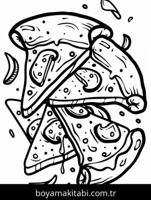 Pizza boyama sayfası – evde etkinlik, ücretsiz yazdır