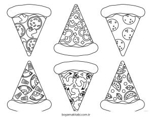 Pizza boyama sayfası – sevimli karakter, sanatsal çalışma