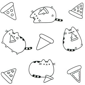 Pizza boyama sayfası,  coloring page, Kedi ve Pizza, 