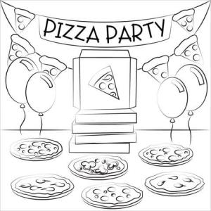 Pizza boyama sayfası,  coloring page, Pizza Partisi, 