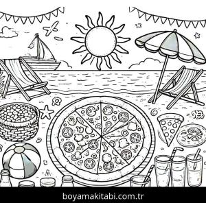 Pizza boyama sayfası,  coloring page, , 