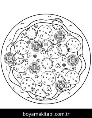 Pizza boyama sayfası – çocuklar için, çizgi film temalı
