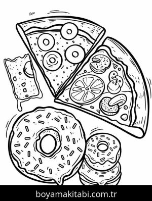 Pizza boyama sayfası – okul öncesi, evde etkinlik