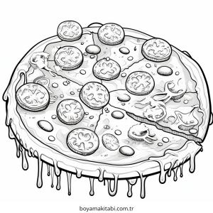 Pizza boyama sayfası – çocuklar için, çizgi film temalı
