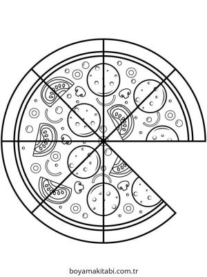 Pizza boyama sayfası – sevimli karakter, sanatsal çalışma
