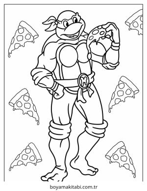 Pizza boyama sayfası – çocuk aktivitesi, PDF indir