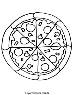 Pizza boyama sayfası – renkli çizimler, okul öncesi