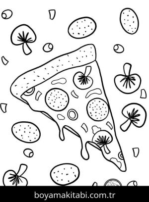 Pizza boyama sayfası – el becerilerini geliştirir, boyama çalışması