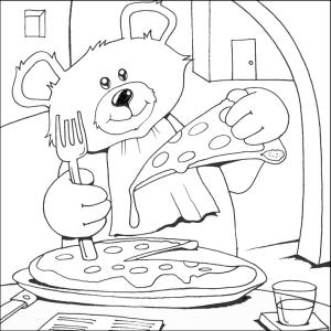 Pizza boyama sayfası,  coloring page, Pizza yiyen Ayı, 