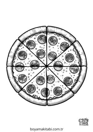 Pizza boyama sayfası – evde etkinlik, ücretsiz yazdır