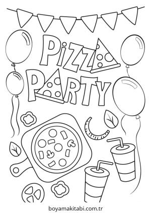 Pizza boyama sayfası – kolay boyama, eğitici aktivite