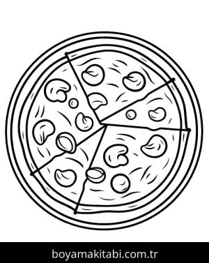 Pizza boyama sayfası – sevimli karakter, sanatsal çalışma