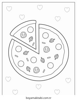 Pizza boyama sayfası – el becerilerini geliştirir, boyama çalışması
