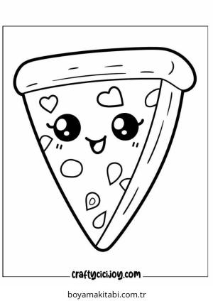 Pizza boyama sayfası – çizgi film temalı, basit çizim