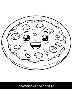 Pizza boyama sayfası – çocuklar için, çizgi film temalı