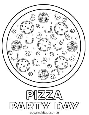 Pizza boyama sayfası – el becerilerini geliştirir, boyama çalışması
