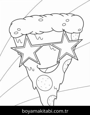 Pizza boyama sayfası – sanatsal çalışma, çocuklar için