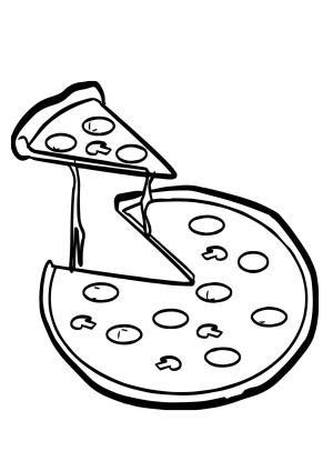 Pizza boyama sayfası,  coloring page, Pizza Kawaii, 