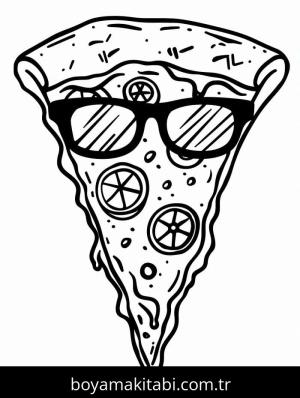 Pizza boyama sayfası – çizgi film temalı, basit çizim