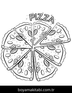 Pizza boyama sayfası – PDF indir, sevimli karakter