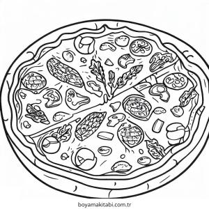Pizza boyama sayfası – yaratıcılığı geliştirir, keyifli zaman