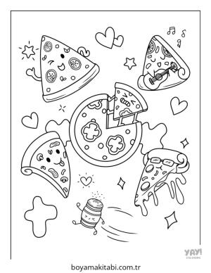 Pizza boyama sayfası – kolay boyama, eğitici aktivite