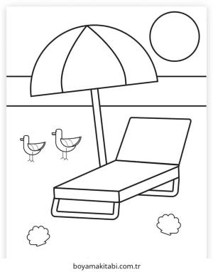 Plaj boyama sayfası – basit çizim, kolay boyama