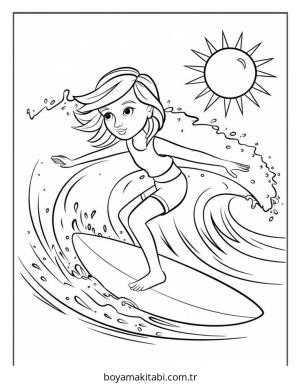 Plaj boyama sayfası – basit çizim, kolay boyama