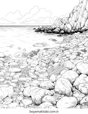 Plaj boyama sayfası – çizgi film temalı, basit çizim