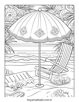 Plaj boyama sayfası – yaratıcılığı geliştirir, keyifli zaman