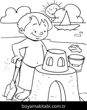 Plaj boyama sayfası – yaratıcılığı geliştirir, keyifli zaman