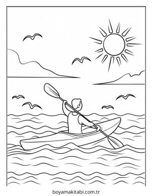 Plaj boyama sayfası – kolay boyama, eğitici aktivite