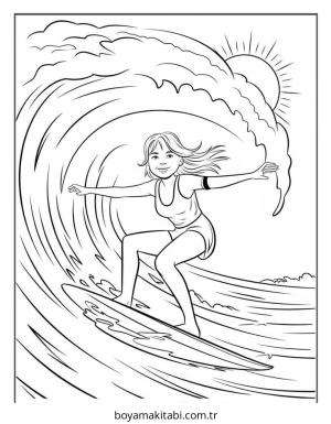 Plaj boyama sayfası – boyama çalışması, yaratıcılığı geliştirir