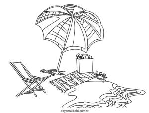 Plaj boyama sayfası – eğlenceli etkinlik, el becerilerini geliştirir