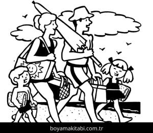 Plaj boyama sayfası – keyifli zaman, renkli çizimler