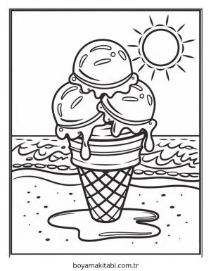 Plaj boyama sayfası – okul öncesi, evde etkinlik