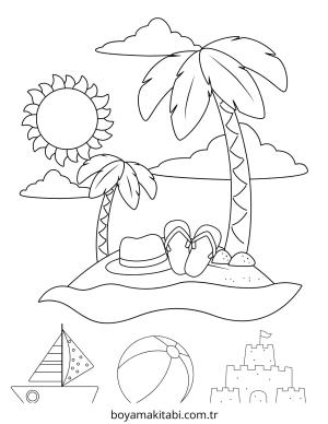 Plaj boyama sayfası – ücretsiz yazdır, boyama etkinliği