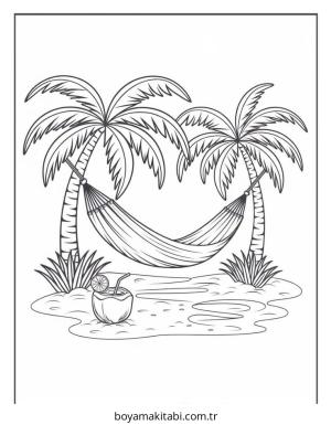 Plaj boyama sayfası – ücretsiz yazdır, boyama etkinliği