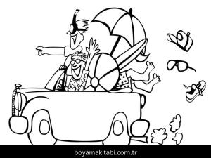 Plaj boyama sayfası – okul öncesi, evde etkinlik