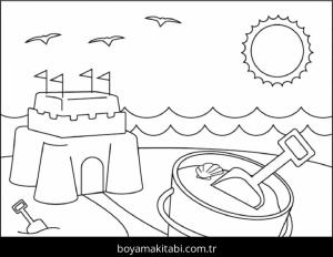 Plaj boyama sayfası – ücretsiz yazdır, boyama etkinliği