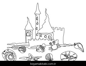 Plaj boyama sayfası – eğlenceli etkinlik, el becerilerini geliştirir