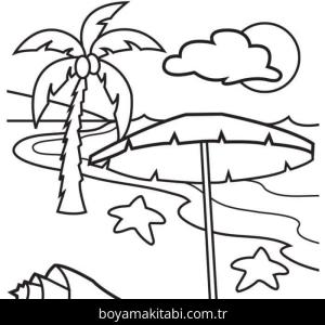 Plaj boyama sayfası – eğlenceli etkinlik, el becerilerini geliştirir