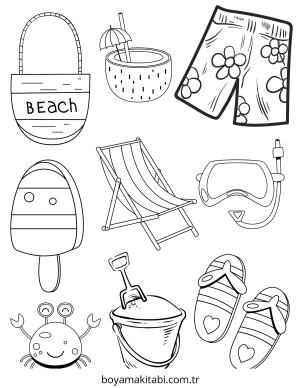 Plaj boyama sayfası – ücretsiz yazdır, boyama etkinliği