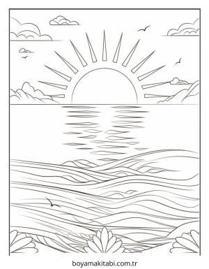 Plaj boyama sayfası – kolay boyama, eğitici aktivite