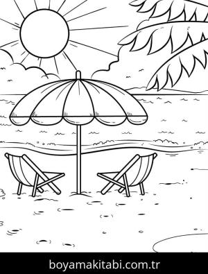 Plaj boyama sayfası – ücretsiz yazdır, boyama etkinliği