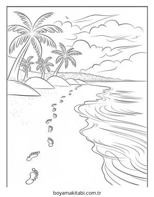 Plaj boyama sayfası – yaratıcılık, eğlenceli etkinlik