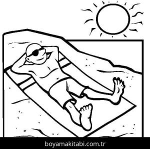 Plaj boyama sayfası – kolay boyama, eğitici aktivite