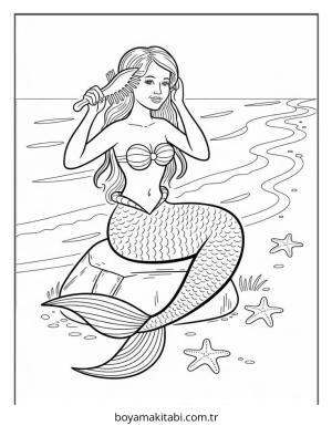 Plaj boyama sayfası – renkli çizimler, okul öncesi