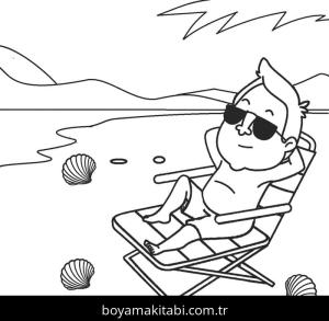 Plaj boyama sayfası – yaratıcılık, eğlenceli etkinlik