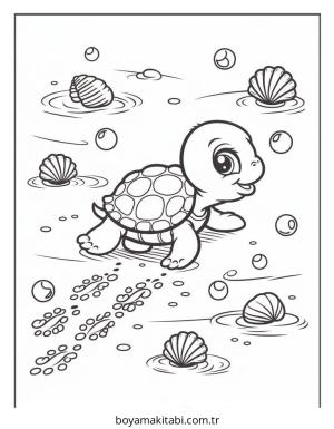 Plaj boyama sayfası – çocuklar için, çizgi film temalı